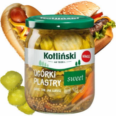 Ogórki plastry 500g sweet do kanapek burgerów...