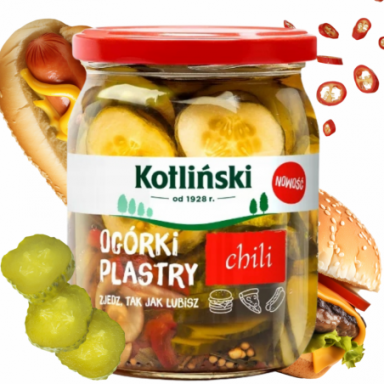 Ogórki plastry 500g chilli do kanapek burgerów...