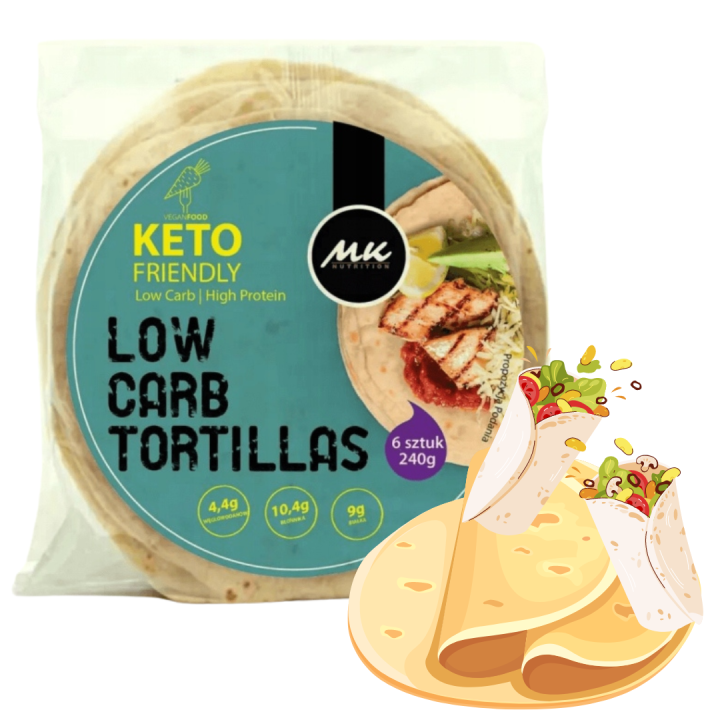 Tortilla Keto Wrap 6szt 240g Mniej węglowodanów Białkowa KETO!!! MK NUTRITION AMK
