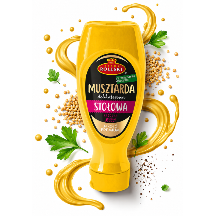 Roleski Musztarda Stołowa 425g Łagodna Do Hot Dogów i Grilla