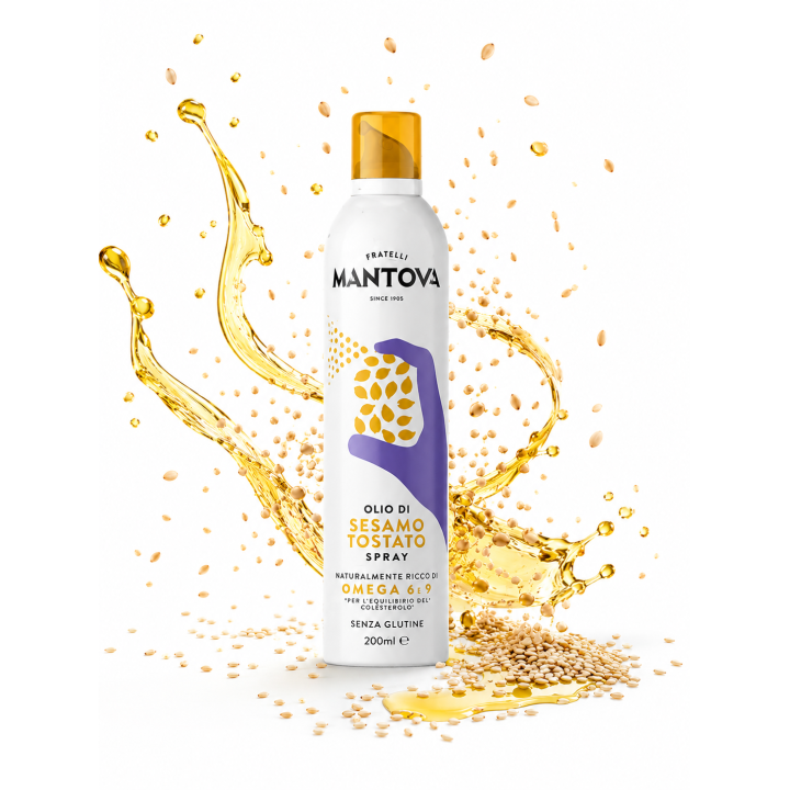 Mantova Włoski Olej Sezamowy Spray 200 ml Premium z Prażonych Nasion Sezamu