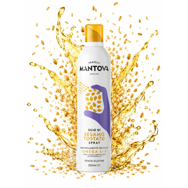 Mantova Włoski Olej Sezamowy Spray 200 ml Premium z Prażonych Nasion Sezamu