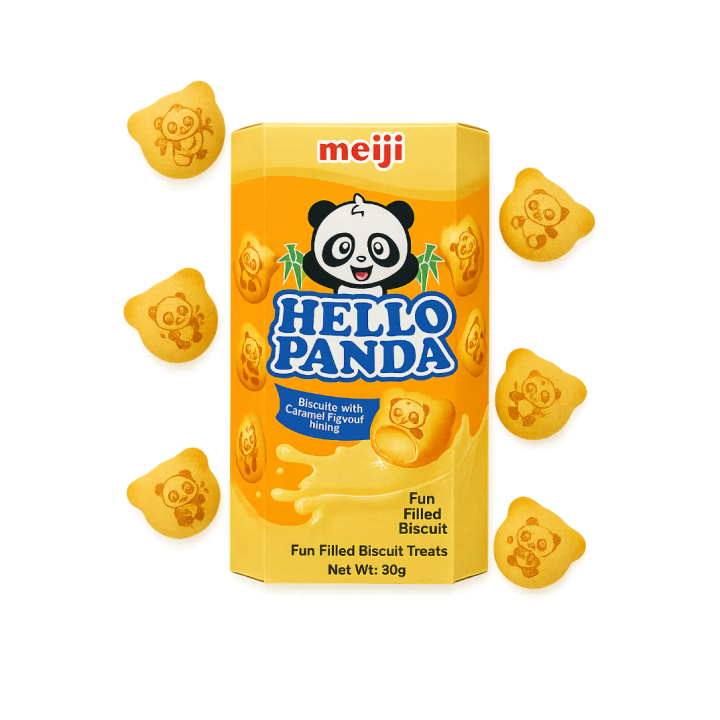 Japońskie ciasteczka nadzieniem karmelowym Meiji Hello Panda ORGINLNE 50g AMK