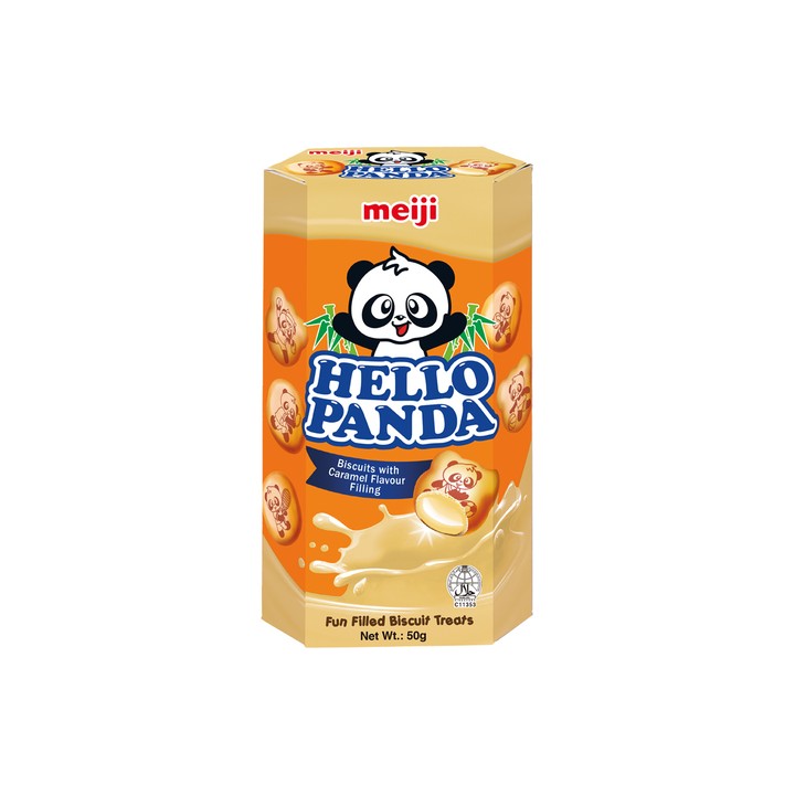 Japońskie ciasteczka nadzieniem karmelowym Meiji Hello Panda ORGINLNE 50g AMK