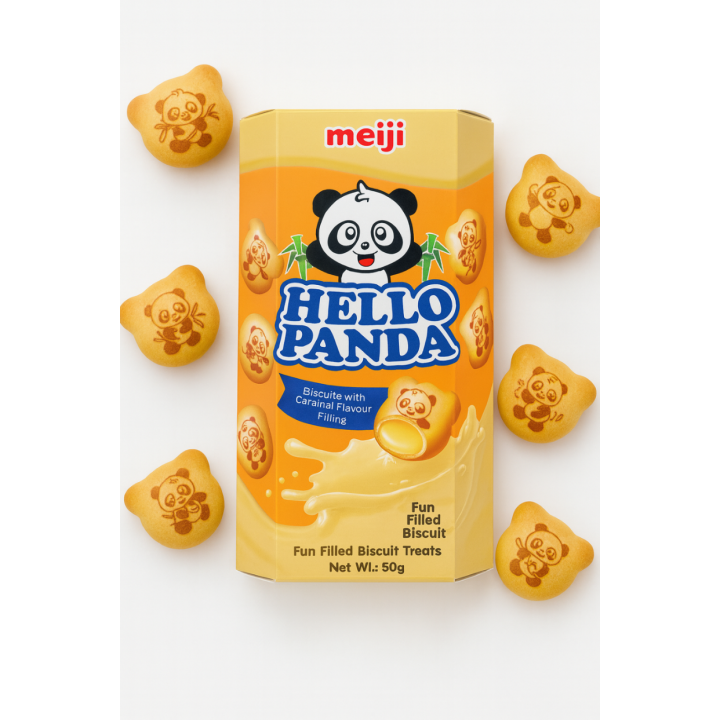 Japońskie ciasteczka nadzieniem karmelowym Meiji Hello Panda ORGINLNE 50g AMK