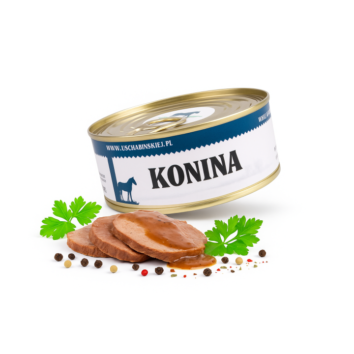 Konserwa Konina 300g chude mięso końskie lekkostrawne niskokaloryczne 0,300 AMK