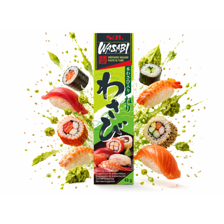 S&B Wasabi 43g pasta chrzanu japońskiego w tubce, idealna do sushi AMK