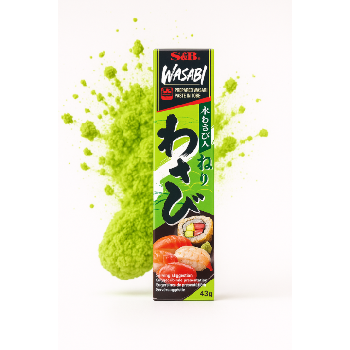S&B Wasabi 43g pasta chrzanu japońskiego w tubce, idealna do sushi AMK