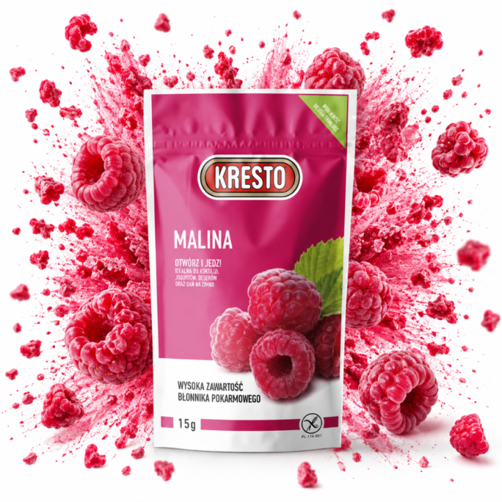 Malina liofilizowana 15g KRESTO 100% naturalny owoc, bez cukruAMK
