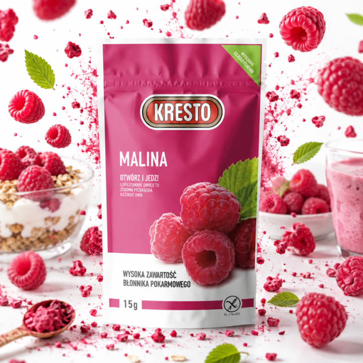 Malina liofilizowana 15g KRESTO 100% naturalny owoc, bez cukruAMK