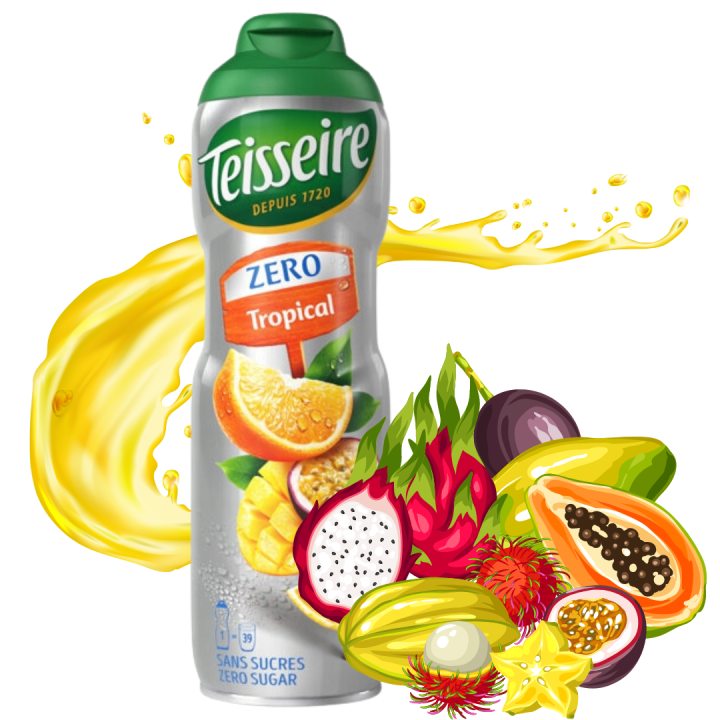 Syrop TROPICAL BEZ CUKRU 600 ml koncentrat na 4l napoju TEISSEIRE AMK