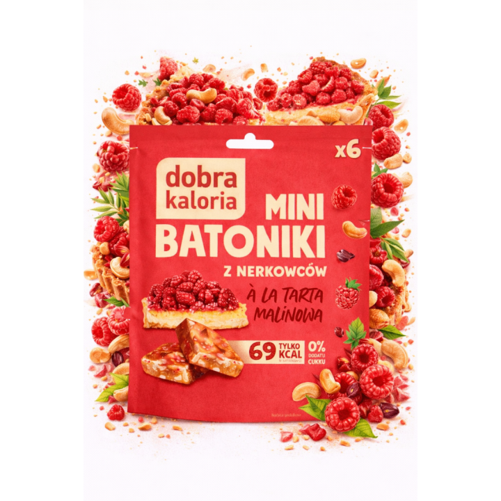 DOBRA KALORIA Mini batoniki z nerkowców à la tarta malinowa 102 g