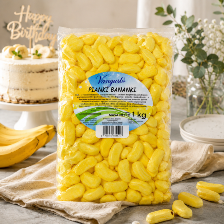 Vangusto Pianki Banany 1kg Bananki Bananowe Miękkie Pianki żelki