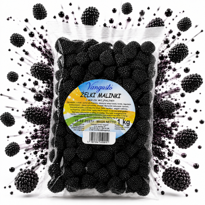 Żelki Malinki Czarne Vangusto 1kg Bardzo Smaczne Świeże black raspberry