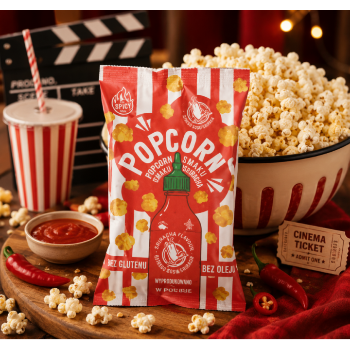 Popcorn Premium Sriracha Chili 80g Inspirowany Kuchnią Azji  Sriracha Sauce
