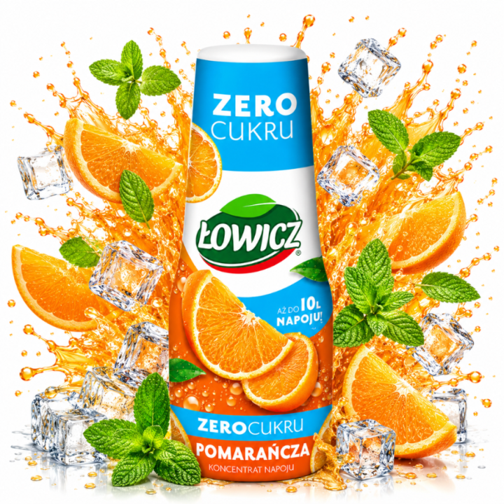 Łowicz Koncentrat Pomarańczowy 500ml Syrop do SodaStream Bez Cukru FIT