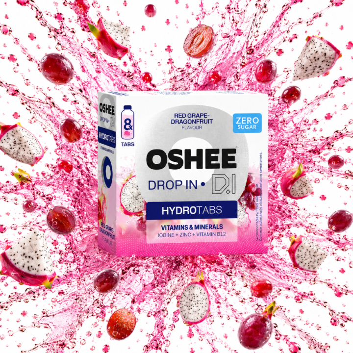 OSHEE Drop in Hydrotabs Witaminy i Minerały Winogrono-Dragonfruit FIT amk