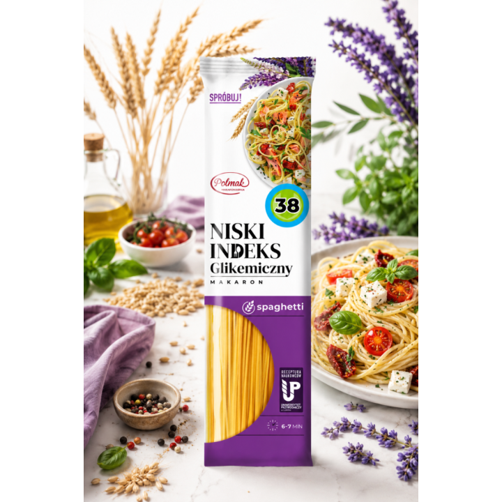 POLMAK Makaron Spaghetti 250 g – Niski Indeks Glikemiczny dla Diabetyków