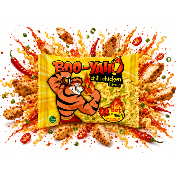 BOO-YAH Instant Noodles Chicken Flavour Zupka błyskawiczna o smaku kurczaka
