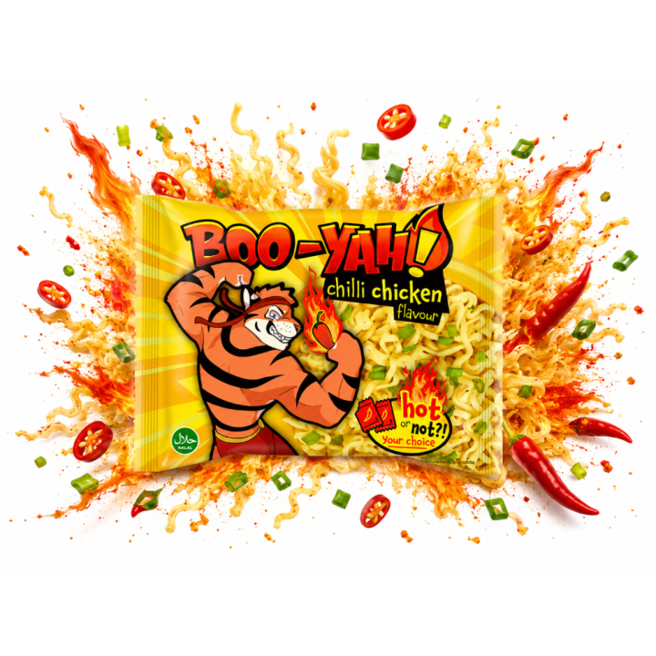 BOO-YAH Instant Noodles Chicken Flavour Zupka błyskawiczna o smaku kurczaka
