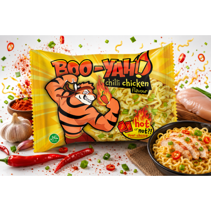 BOO-YAH Instant Noodles Chicken Flavour Zupka błyskawiczna o smaku kurczaka