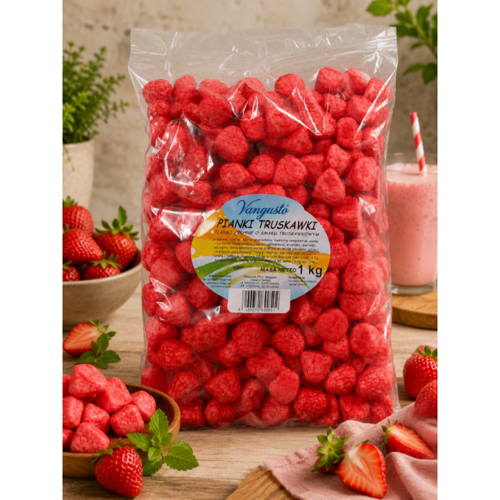 1000g Vangusto Pianki Truskawki 1kg  Pianki Żelowe O Smaku Truskawkowym