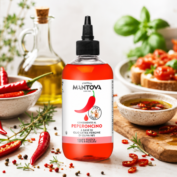 Oliwa Extra Virgin Chili Mantova Squeezer 250 ml Włoska Precyzyjny Dozownik