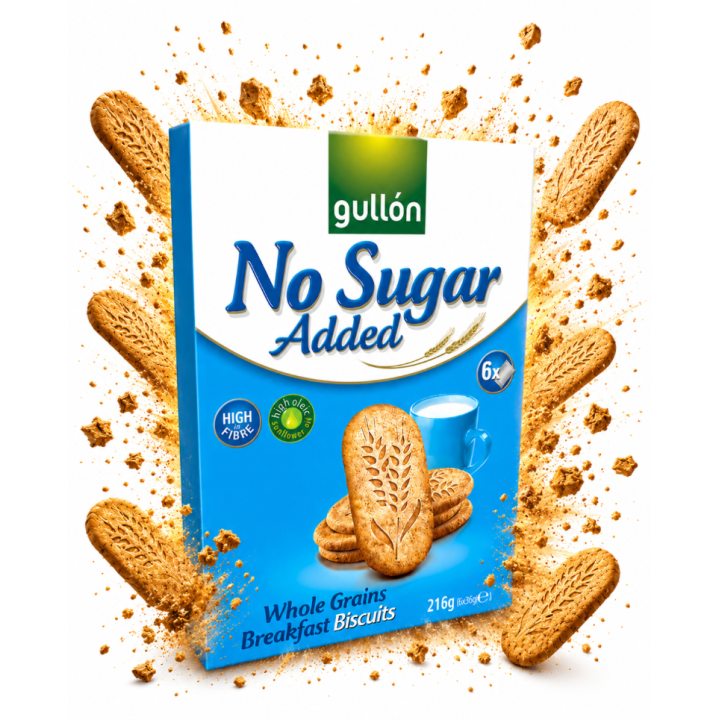 Gullón Breakfast biscuits - Ciasteczka ze zbóż pełnoziarnistych. Bez dodatku cukrów 216 g