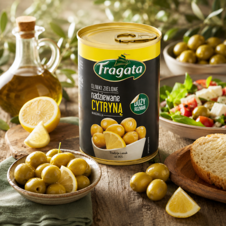 Oliwki zielone nadziewane cytryną FRAGATA 300g przyjęcie impreza przekąska