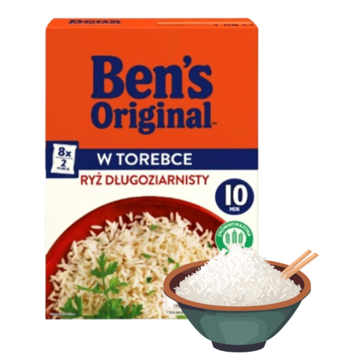 Ryż długoziarnisty Ben's 1 kg (8 torebek) bez glutenu ryż w torebkach sypki// AMK