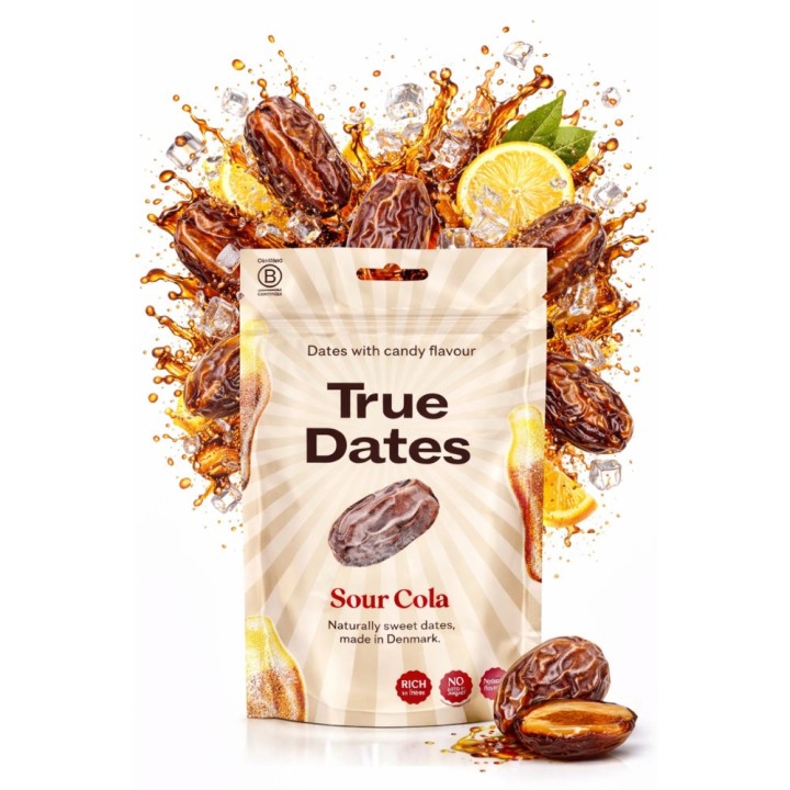 Daktyle o smaku Sour Cola True Dates 100g Naturalna Przekąska Owocowa