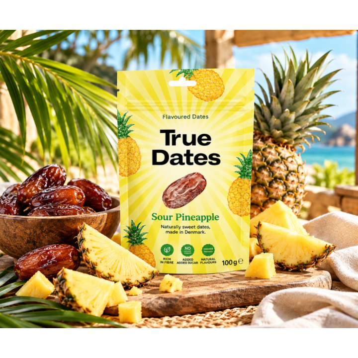 True Dates 100g Sour Pineapple Kwaśny Ananas Bez Cukru Zdrowe Naturalne