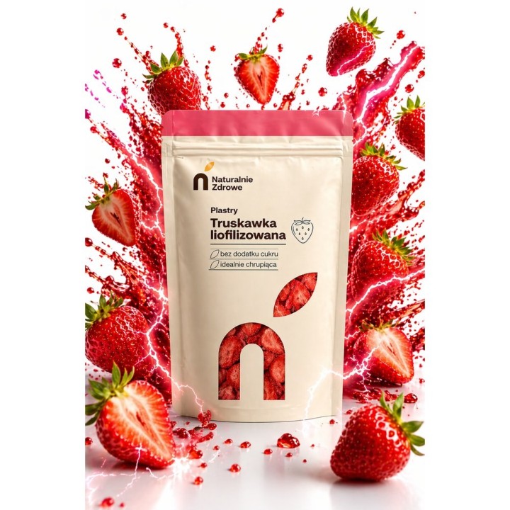Truskawka Liofilizowana 100g plastry bez dodatków Naturalnie Zdrowe duże