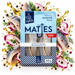 Matjias solony filet ze śledź atlantyckiego w oleju 240g Zigmas LITWA AMK