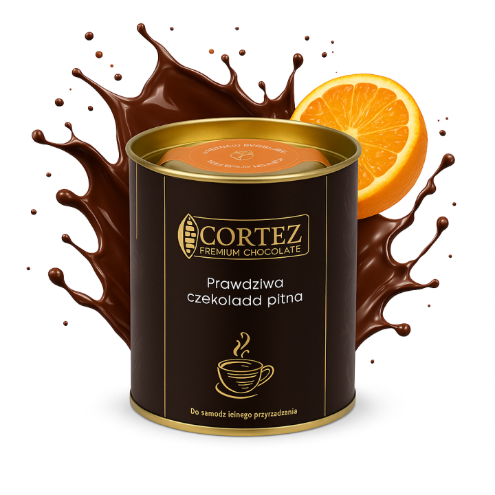 Ciemna czekolada pitna z pomarańczą 200g Cortez rozgrzewająca na prezentAMK