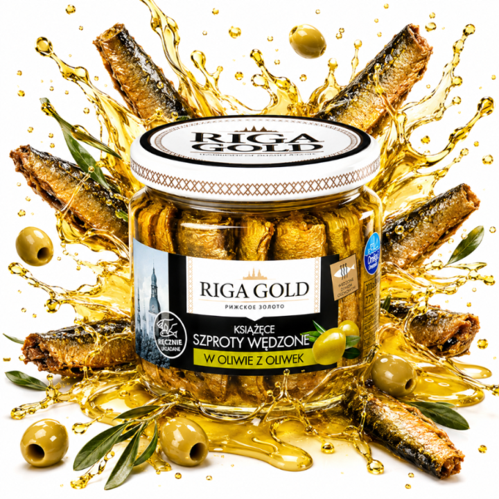 Książęce szproty wędzone w oliwie Riga Gold Smak Premium 270 g