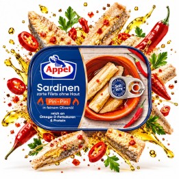 Appel Filety sardynki bez skóry w oliwie pikantnie przyprawione 105g