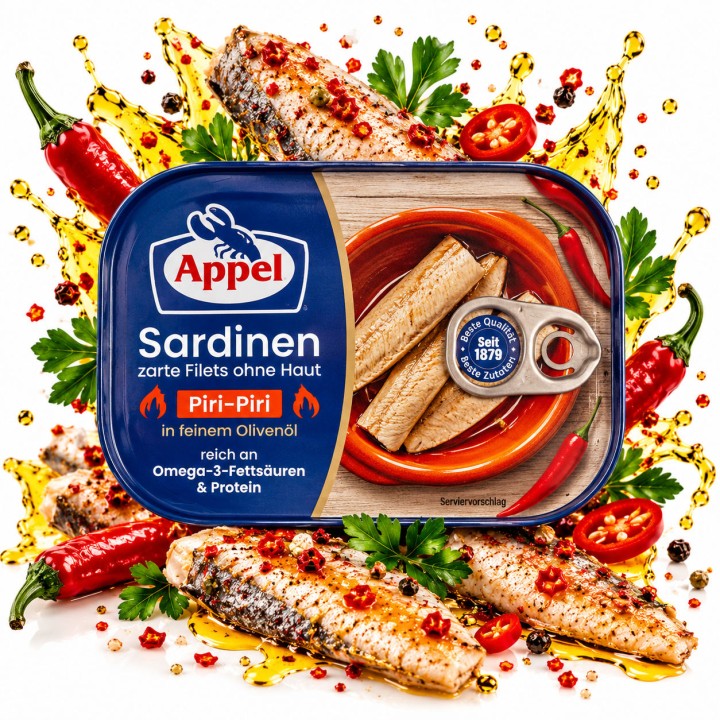 Appel Filety sardynki bez skóry w oliwie pikantnie przyprawione 105g
