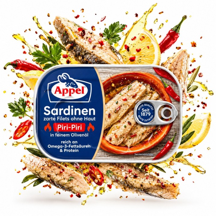 Appel Filety sardynki bez skóry w oliwie pikantnie przyprawione 105g