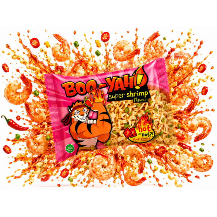 Instant Noodles Shrimp Flavour 60g o smaku krewetkowym marki BOO-YAH