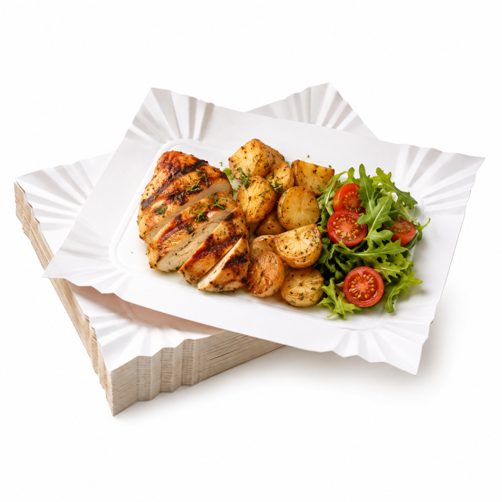 Tacki papierowe jednorazowe białe 14x20cm 100szt na grill tacka prostokątna
