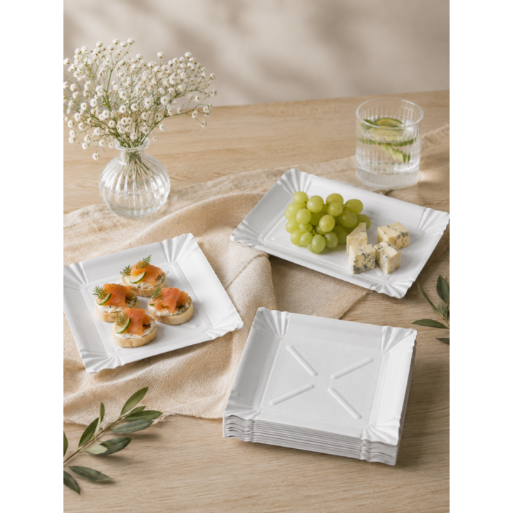 Tacki papierowe jednorazowe białe 14x20cm 100szt na grill tacka prostokątna