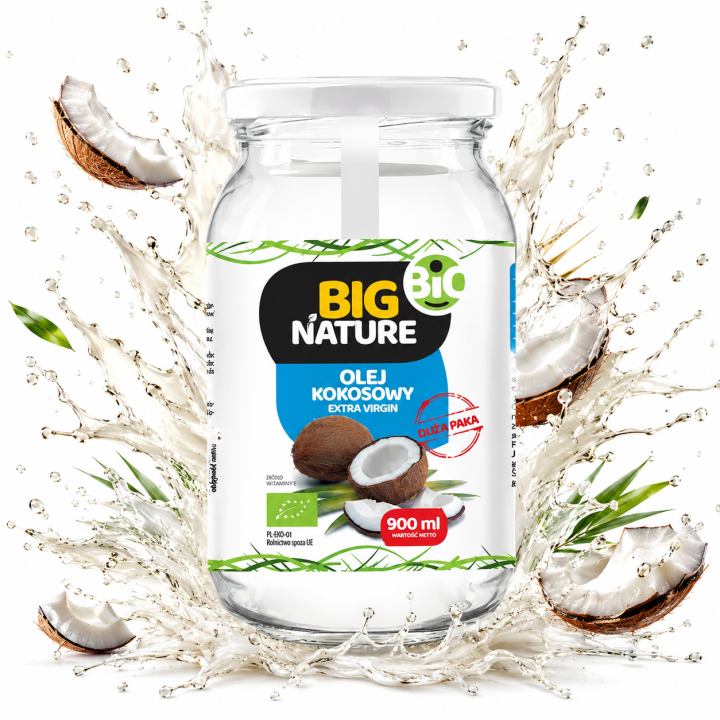Olej Kokosowy Extra Virgin BIO 900 ml Big Nature Tłoczony na Zimno Premium