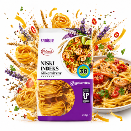 MAKARON NISKI IG POLMAK 250g GNIAZDKA NISKI INDEKS GLIKEMICZNY