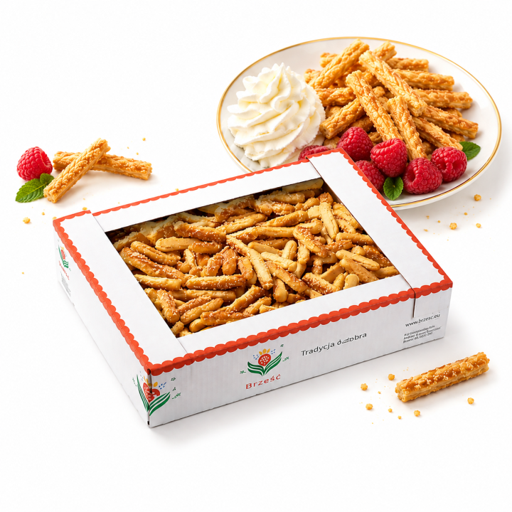 Brześć Słomka Ptysiowa z Cukrem 1 kg Słodka Chrupiąca Przekąska Premium