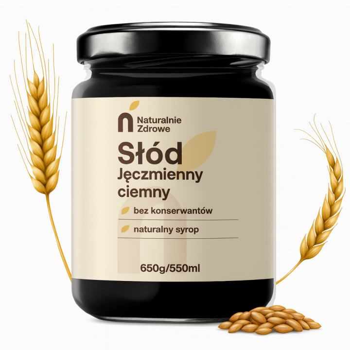 Słód syrop JĘCZMIENNY CIEMNY Naturalnie Zdrowe 650g/550ml Do wypiekówAMK