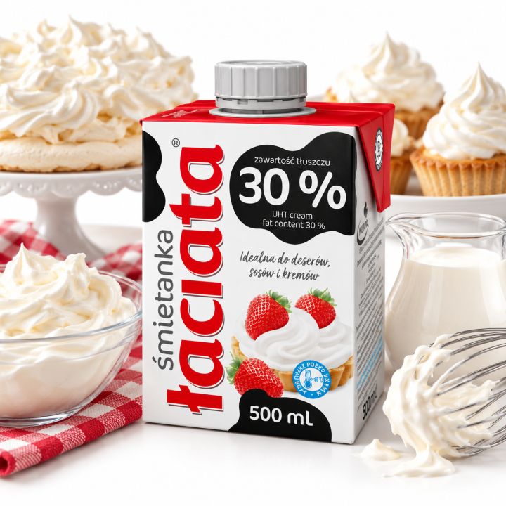 Śmietanka Łaciata 30% Tłuszczu Do Deserów Sosów Kremów 500ml