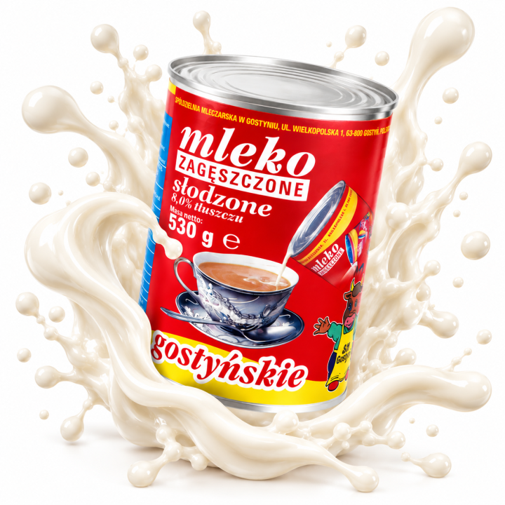 Mleko Zagęszczone Słodzone 8,0% Tłuszczu Gostyńskie 530g Premium