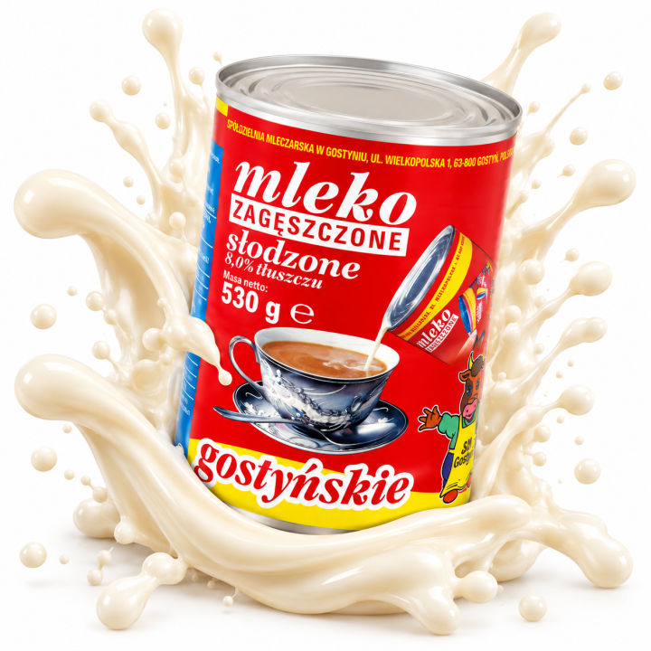 Mleko Zagęszczone Słodzone 8,0% Tłuszczu Gostyńskie 530g Premium