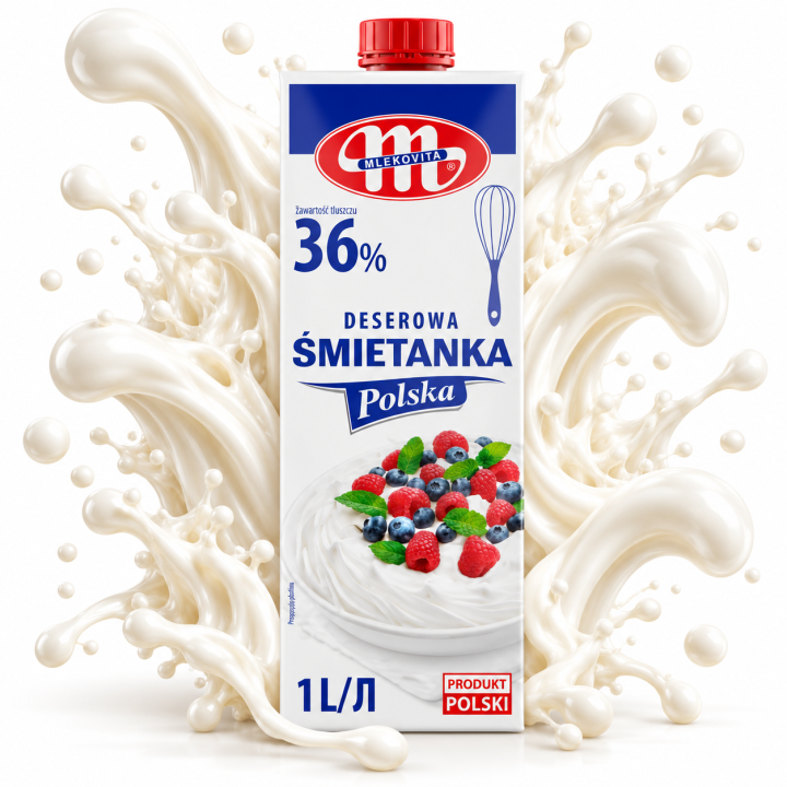 Mlekovita Śmietanka Deserowa 36% Polska 1L Dessert Cream Premium